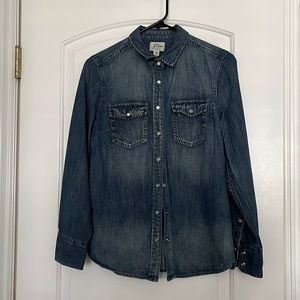 J Crew button down long sleeve denim shirt
